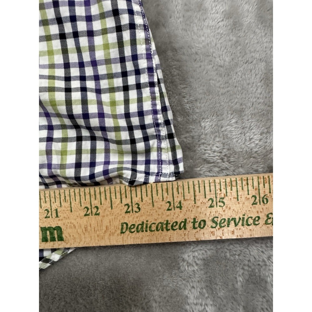 Robert Talbott Dress Shirt Mens L Green Blue Purple Plaid Button Up Chest Pocket - Picture 12 of 16